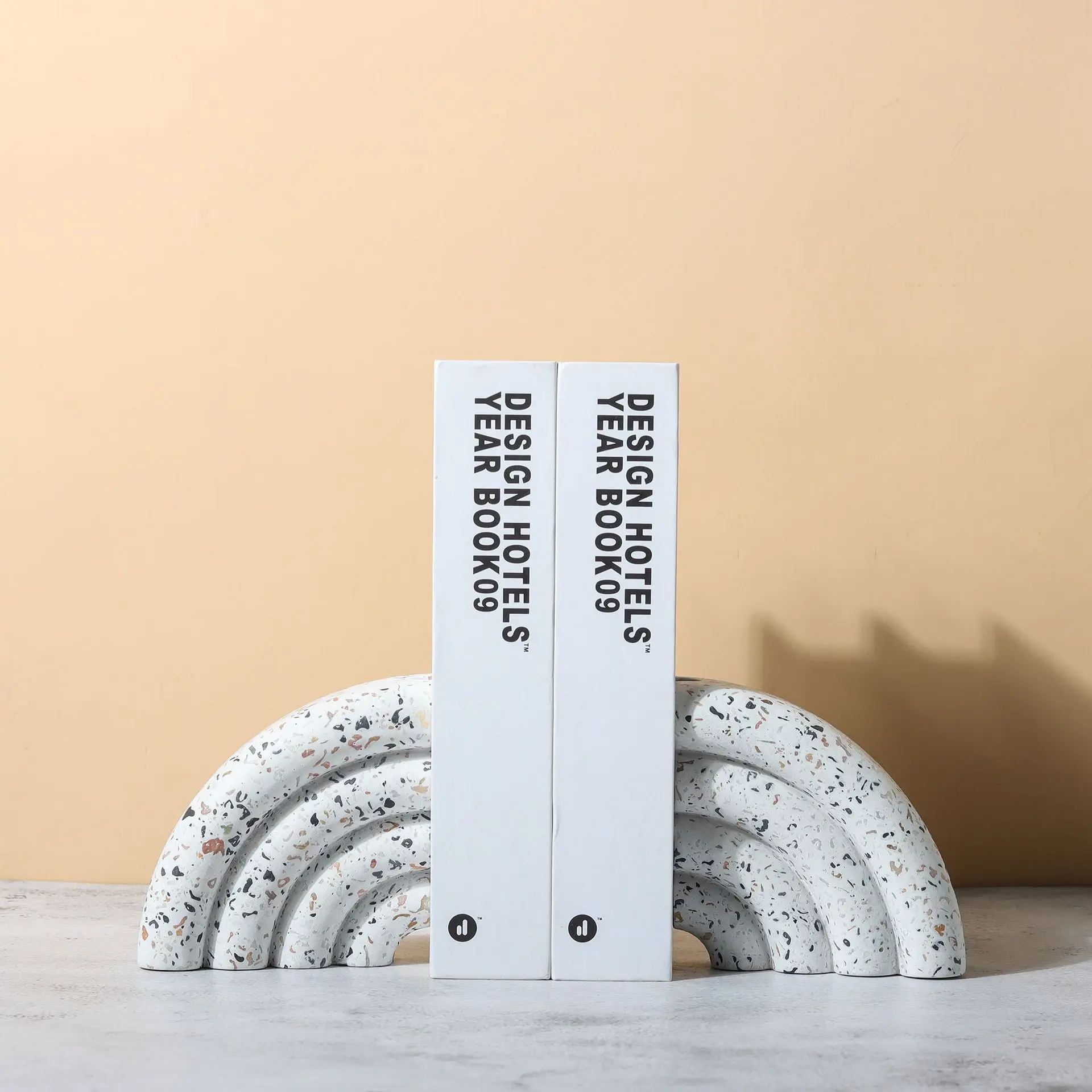 

Terrazzo fan-shaped circular ring stacking geometry Nordic light luxury minimalist style decoration books home decor