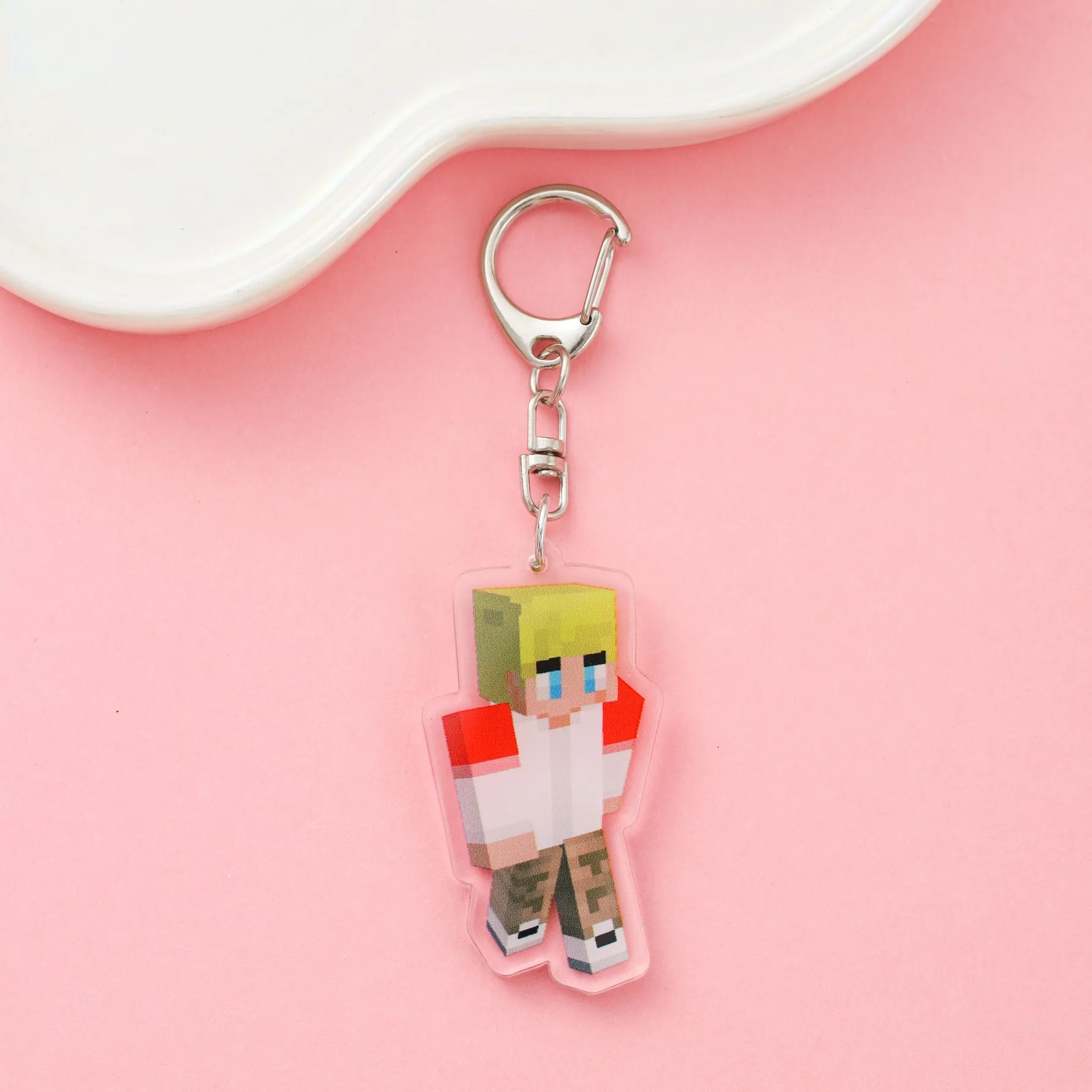 شخصيات اللعبة Minecraft الاكريليك سلسلة مفاتيح السيارة الملحقات العصرية حقيبة سحر ظهره قلادة حلقة رئيسية المشجعين الأصدقاء الهدايا
