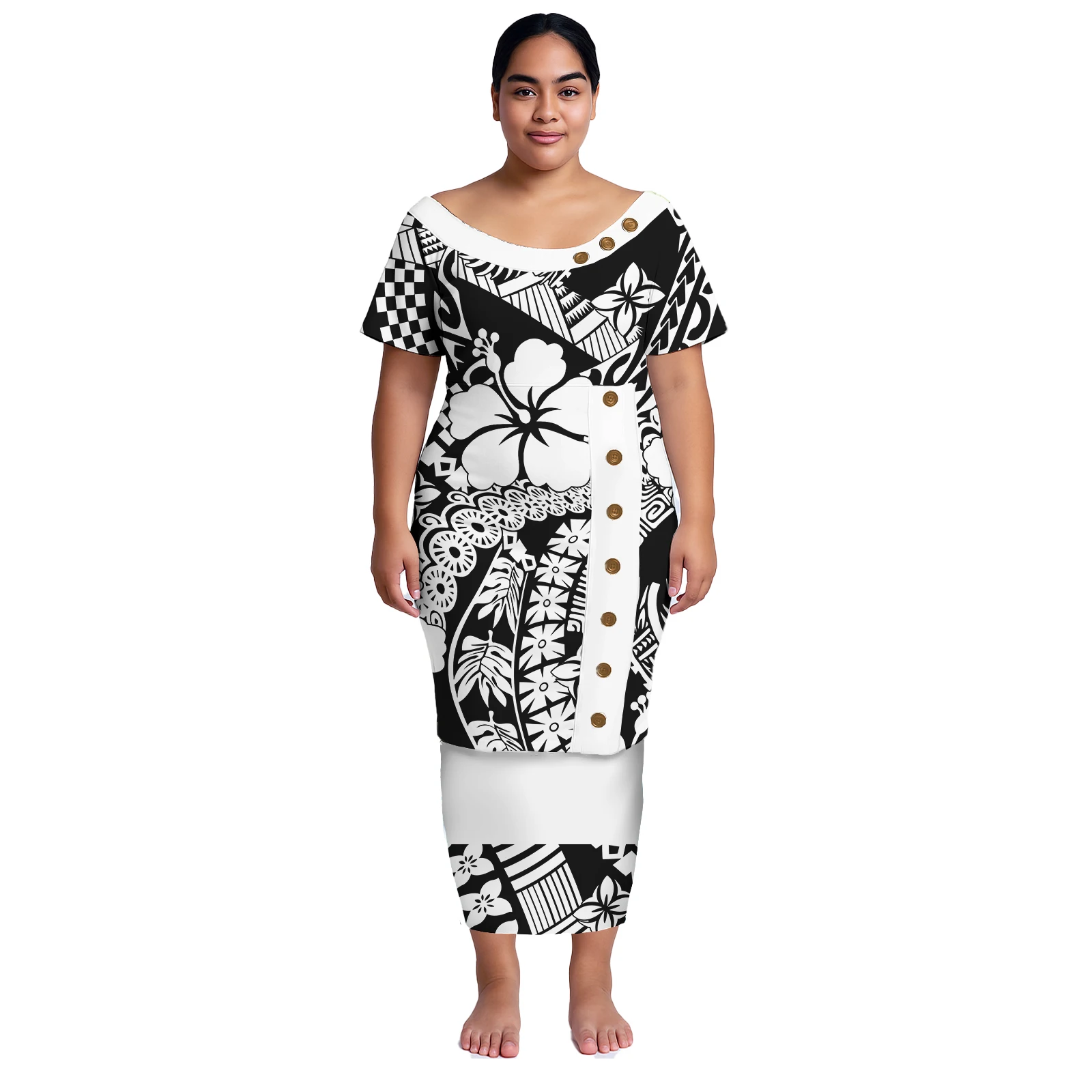 

Бутик-одежда: Гавайские женские длинные платья с пуговицами, полинезийские женские комплекты из 2 предметов с круглым вырезом, саумские платья больших размеров, женские платья-пулетаси в этническом стиле