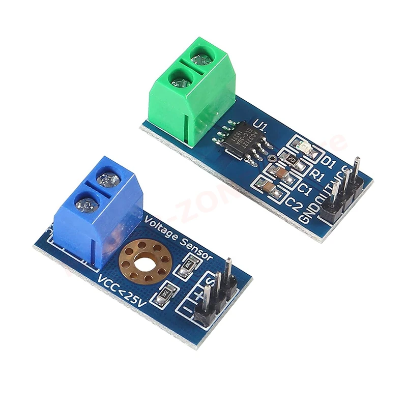 4pcs ACS712 Hall Effect Current Sensor Module 30A Range ACS712 + 4pcs DC 0-25V Voltage Tester Terminal Sensor Kit for Arduino