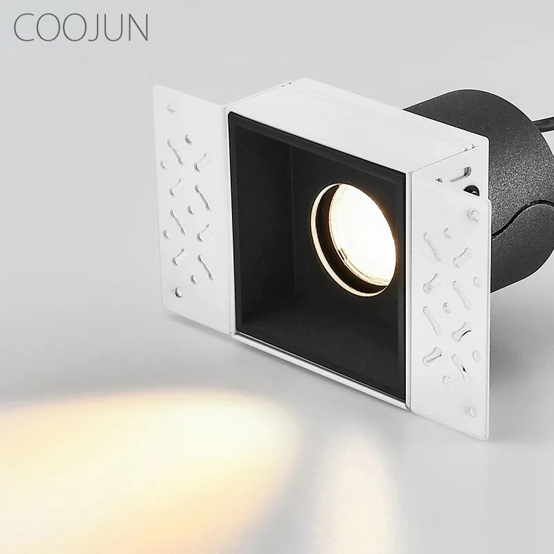 COOJUN LED Recessed Downlight Frameless Square Double Head Detachable Replaceable Module Anti Glare Built-in Grille Spot Light