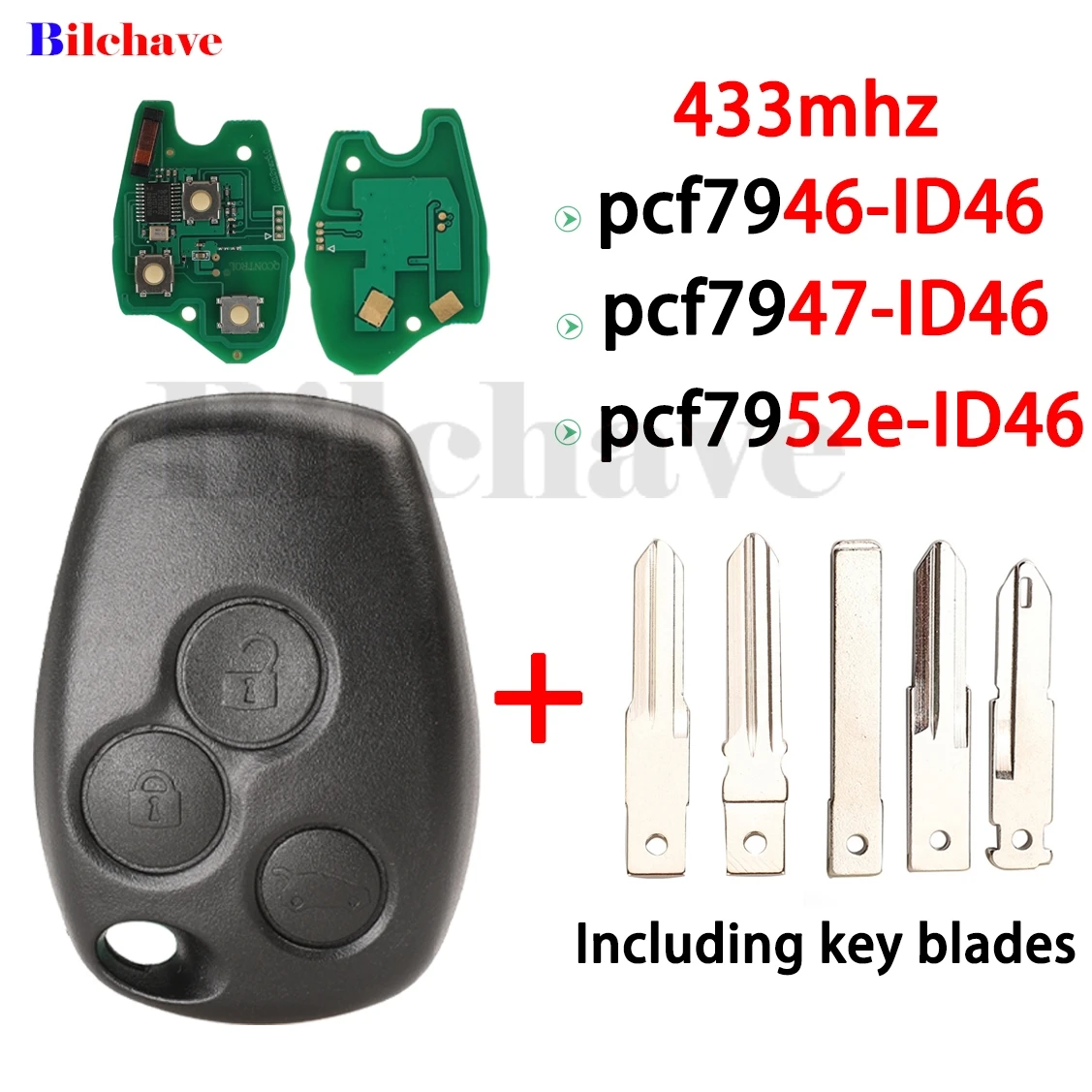 Jingyuqin 3-Tasten 433MHz PCF7946/7947/7952E Chip für Renault Trafic Vivaro Primastar Movano Dacia Smart Fernbedienung Autoschlüssel