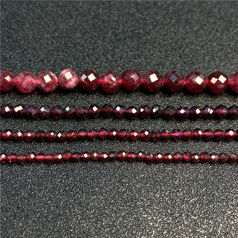 15 Inches Natural Faceted Garnet Stone Bead 2/3/6MM Fine Red Stones Loose Beads DIY Accessories For Jewelry Making Supply