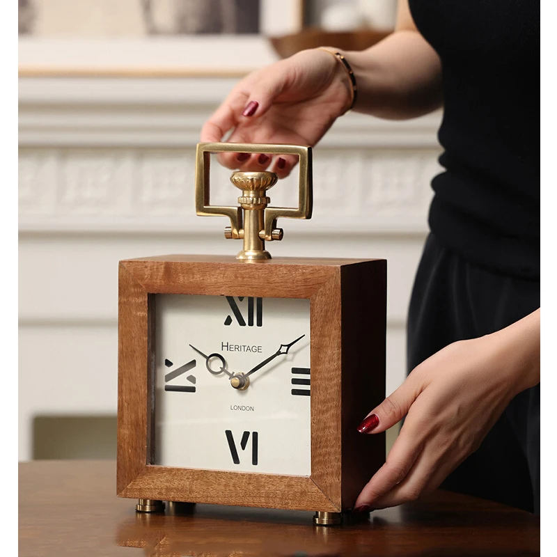 Retirement Gift for Women Men Brass Solid Wood Desk Clock Plaque Gifts, Coworker Gifts Going Away Leaving Gifts Congratulations