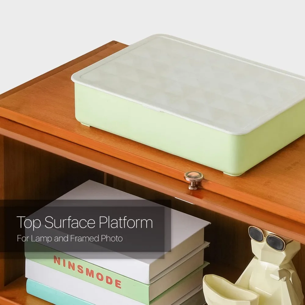 خزانة كتب من الخيزران مع أبواب أكريليك، منظم تخزين رف كتب قائم بذاته مكون من 5 طبقات لغرفة المعيشة وغرفة النوم والمكتب، بني