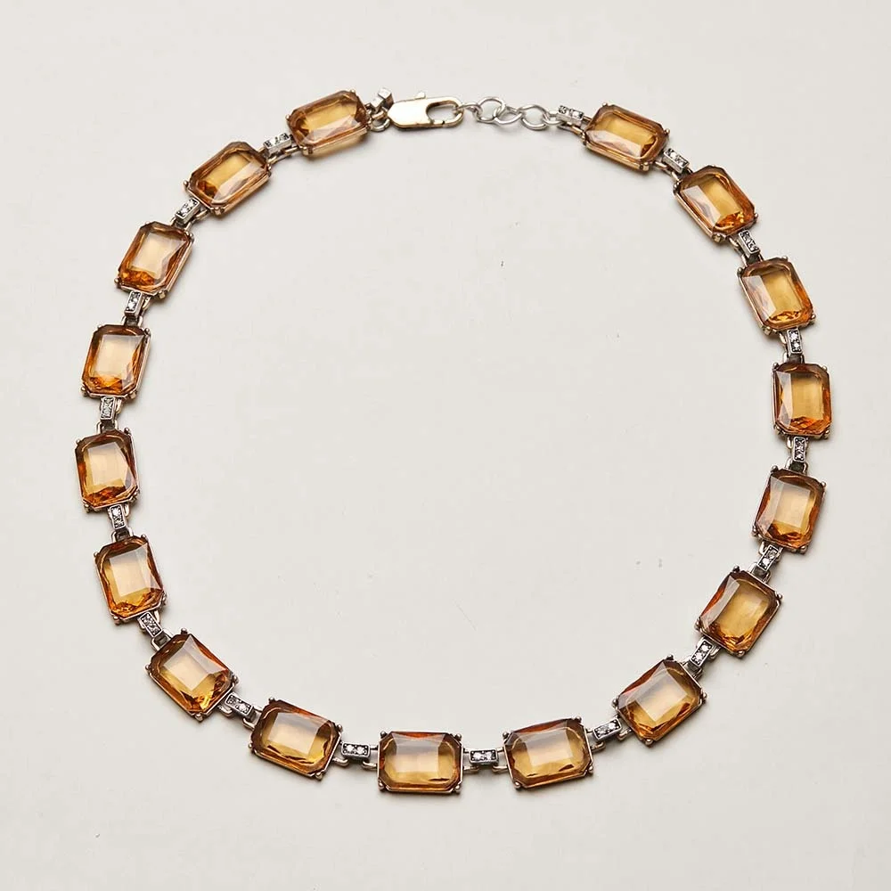 

LESHORE 2025 New Fashionable Simple Square Resin Crystal Necklace Party Jewelry Gift Free Shipping