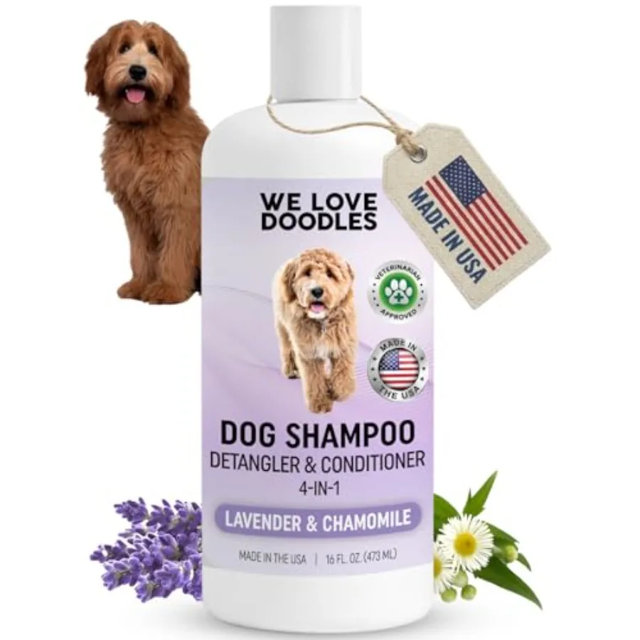 4-in-1 Dog Shampoo Dog Shampoo, Conditioner and Detangler - Best Shampoo for Goldendoodles, Poodles and Doodles - for Matted Pe