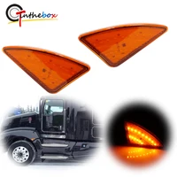 Gtinthebox-luces LED ámbar para guardabarros delantero de coche, luces de señal de giro para semircamiones Kenworth T660, T600, T170, T270, T370, 2008-2021