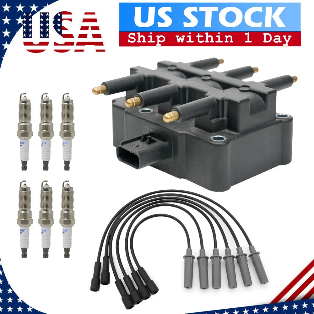 

Ignition Coil Pack UF305 +6 Spark Plugs +6 Wires Set For Chrysler Town & Country Pacifica Voyager Dodge Grand Caravan 3.3L 3.8L
