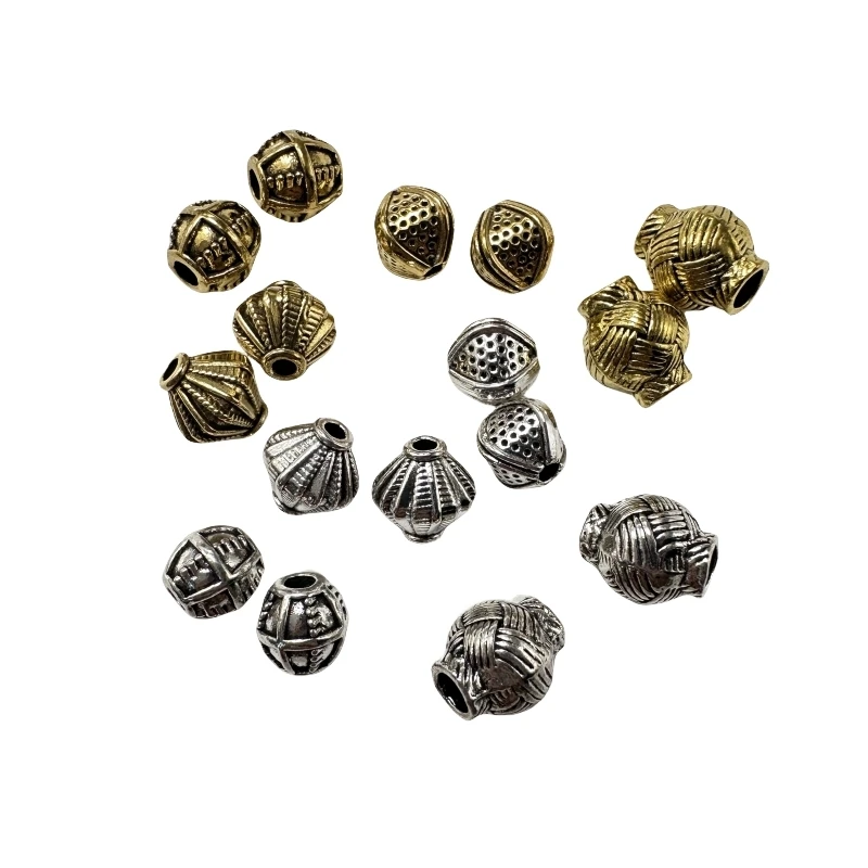 20pcs New Tibetan Silver Irregular Series Perforated Spacer Beads DIY Handmade Men's And Women's Jewelry Connector Accessories