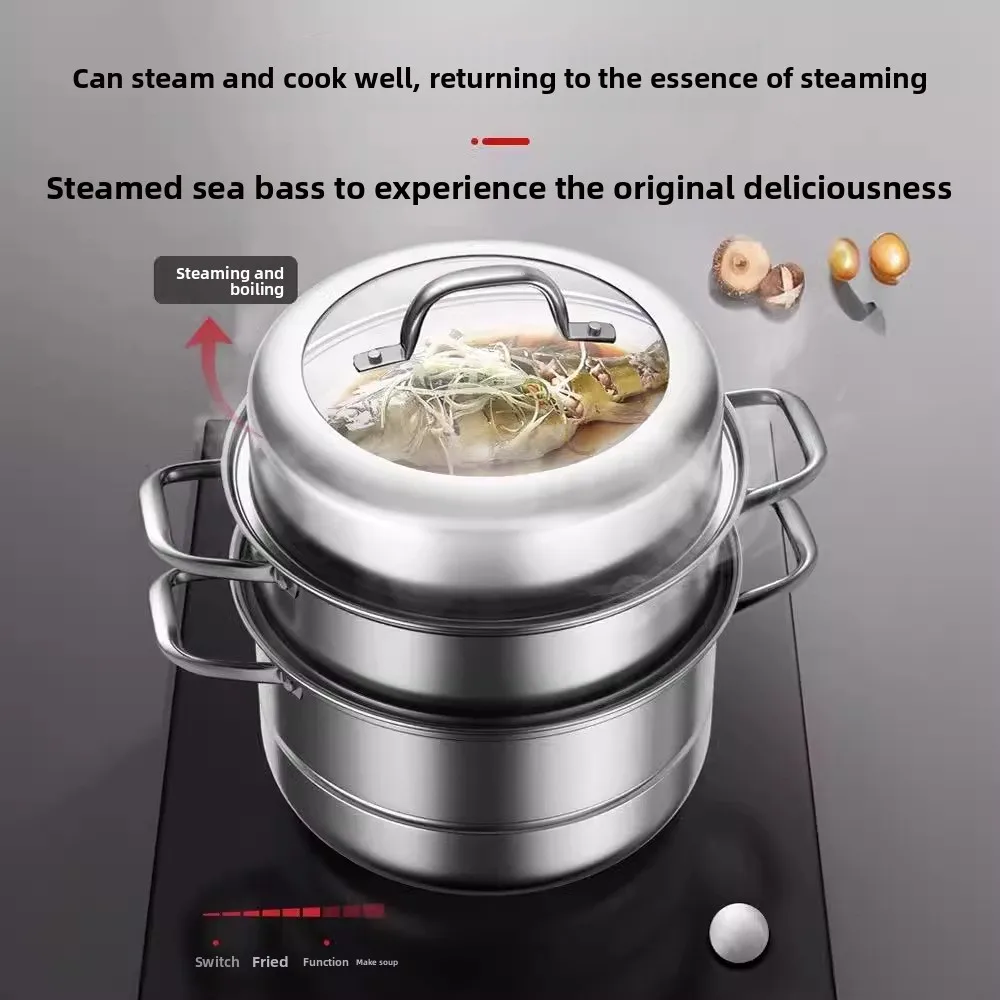 YFY stainless steel steamer 304 food grade household thickened multi-layer fish steamer cooking integrated pot