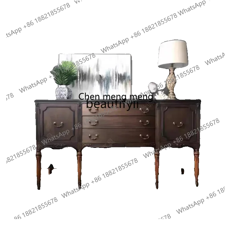 

HHFrench retro solid wood porch cabinet entrance foyer partition old carved locker high-end decorative cabinet