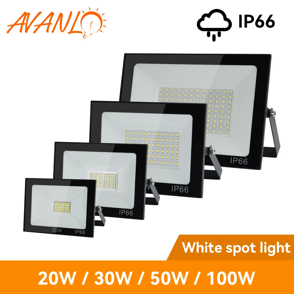 

220V LED Flood Light 100W 50W 30W 20W Outdoor Waterproof Reflector Spotlight Street Light Wall Lamp Garden Lighting