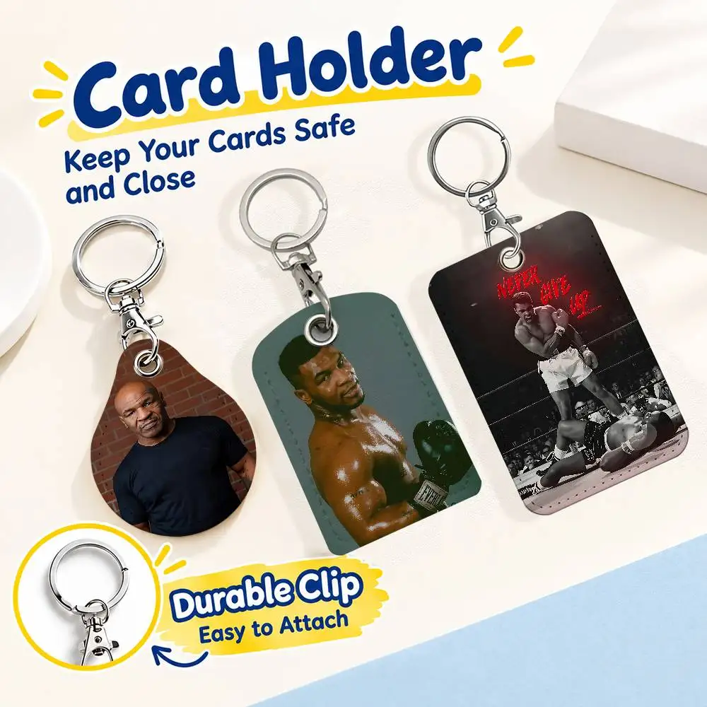 FOR Mike Tyson Card Holder Men And Womenn Universal Antirust Keychain Learther Access Drop Key Tag Ring