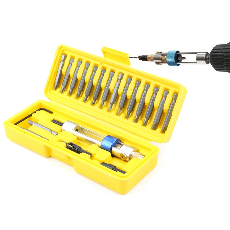 20pc countersunk drill bit screwdriver head conversion dual use quick change change direction tool accessory set