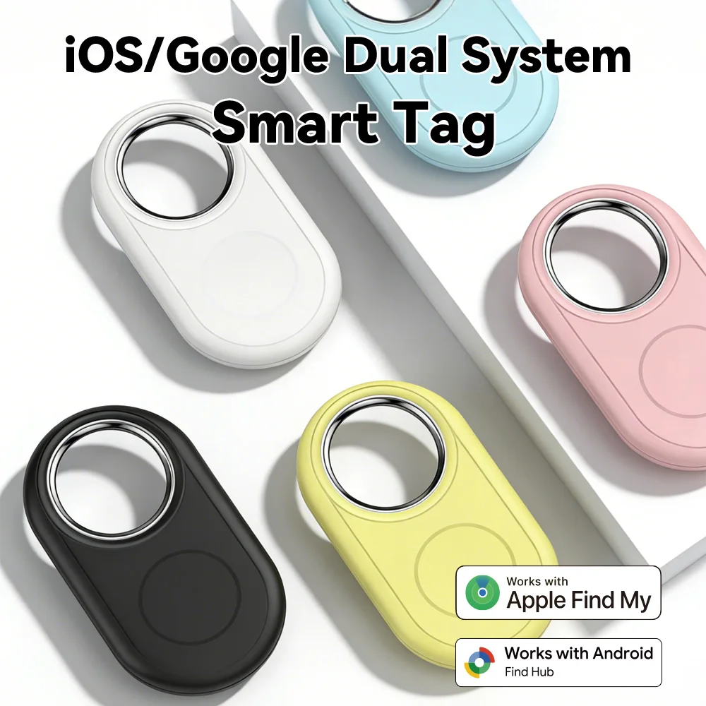 Traceur intelligent Bluetooth double système d'exploitation compatible avec Apple Find My et Google Find Hub, localisateur d'objets anti-perte pour clés, portefeuille, bagages, animaux de compagnie