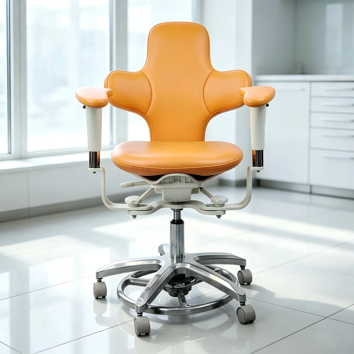 Medical Microscope Chair with Dynamic Back Fit, Ergonomic Dentist Stool for Dental Surgery and Hospital