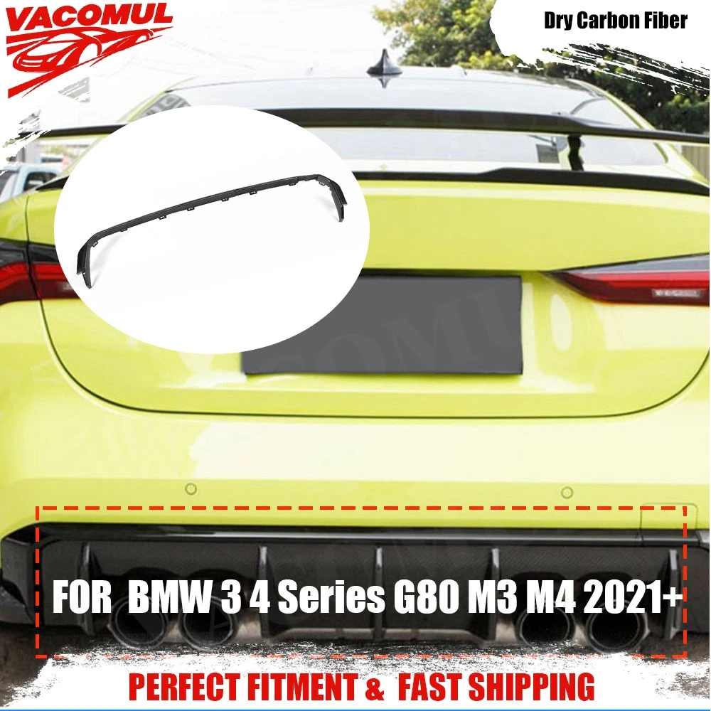 

VACOMUL Dry Carbon Fiber For BMW M3 M4 G80 G82 G83 2021+ Rear Bumper Lip Spoiler Diffuser Strip Trims FRP Rear Lip Guard