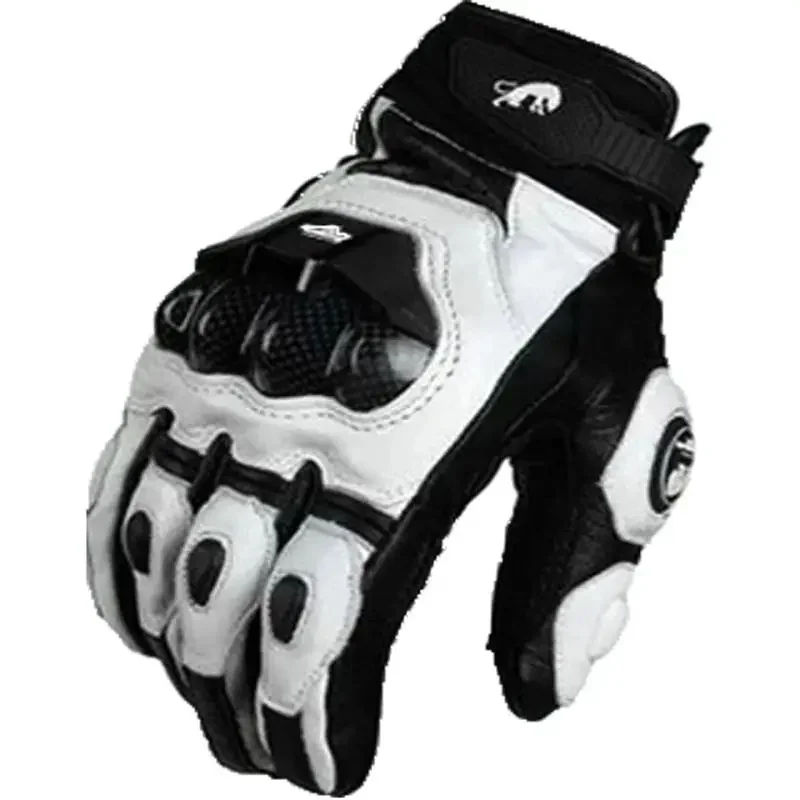 

Men's Black Racing Motorcycle Gloves Genuine Leather White Road Riding Touch Screen Summer Winter Motorbike Team Gloves