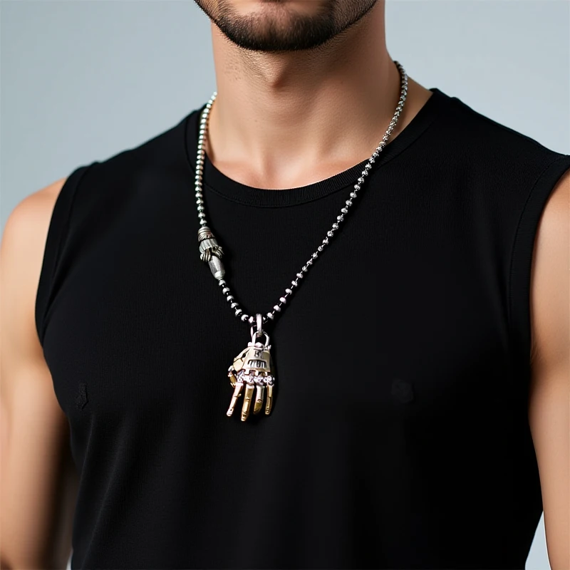 2025 Women Creative Movable Finger Joints Robot Hand Necklace Fashion Mechanical Bionic Hand Pendant With Chain For Men Jewelry