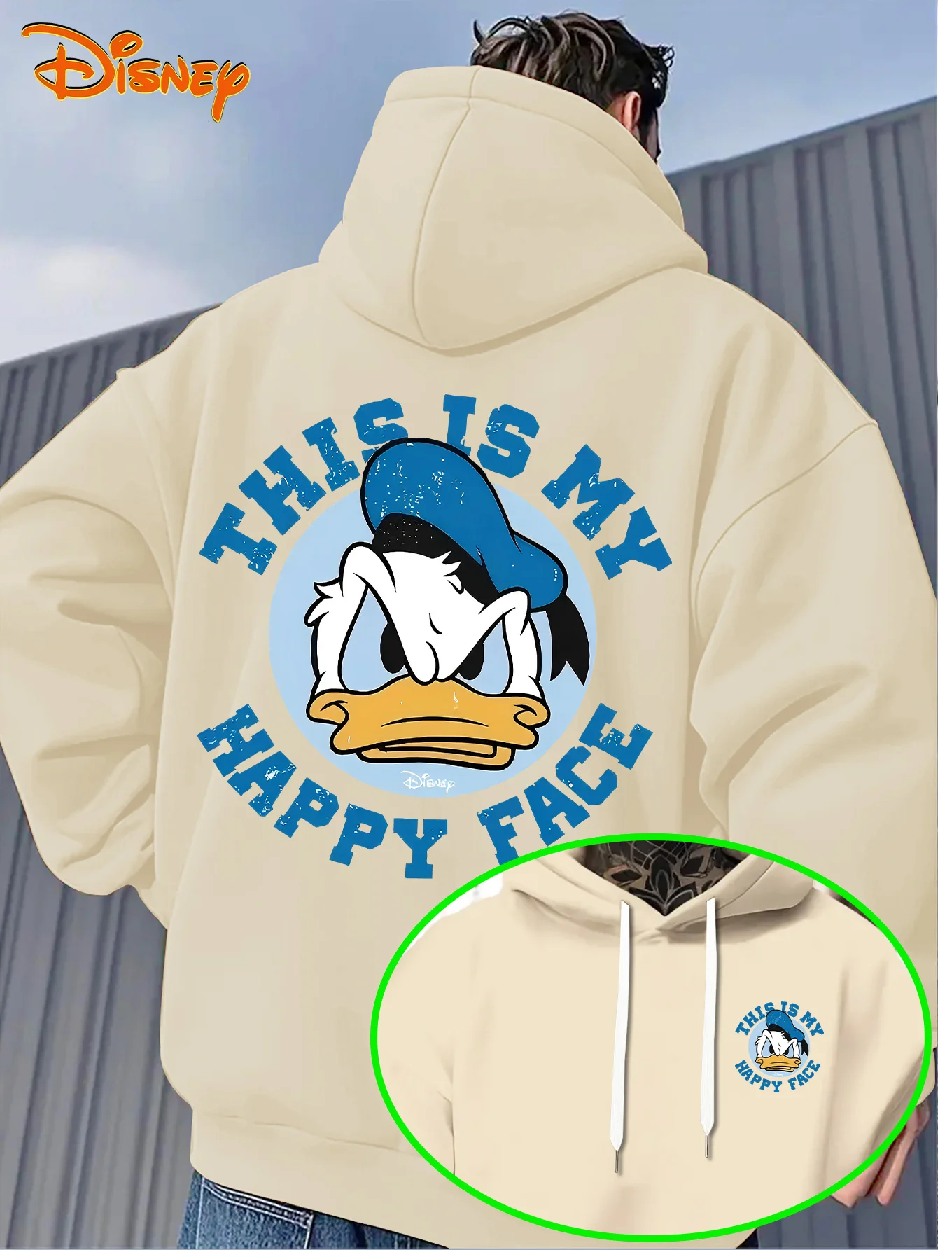 Herren Disney Donald Duck Hoodies Mode Übergroße Streetwear Unisex Sweatshirts Herbst und Winter Fleece Lässig Vielseitig