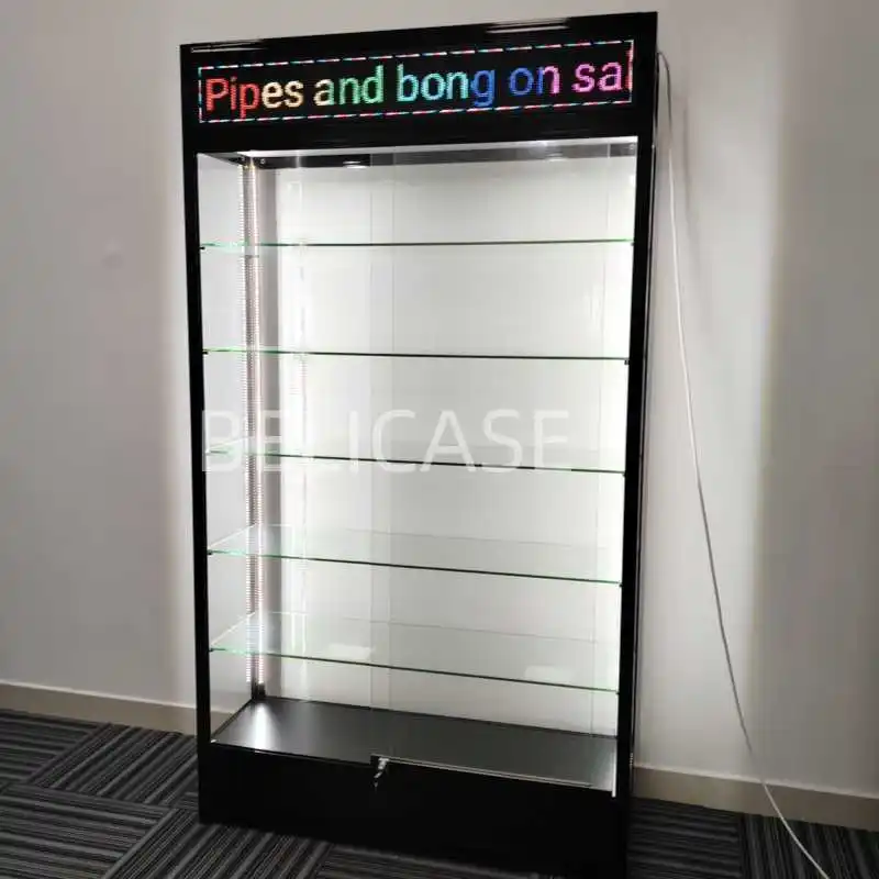 

customized.Customized Tempered Glass Black tall with 6ft base & Flowing Led