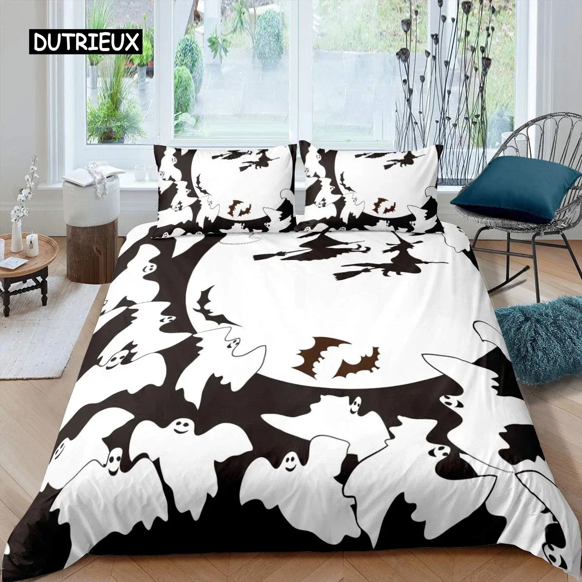 Halloween Flying Vampire Bedding Set Bats Duvet Cover Witchcraft Magic Comforter Cover Single Double King Polyester Quilt Cover