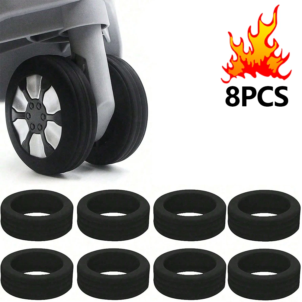 8PCS/Set Silicone Luggage Wheels Protector with Silent Sound Reduce Wheel Wear Suitcase Wheels Protection Cover.-zmt