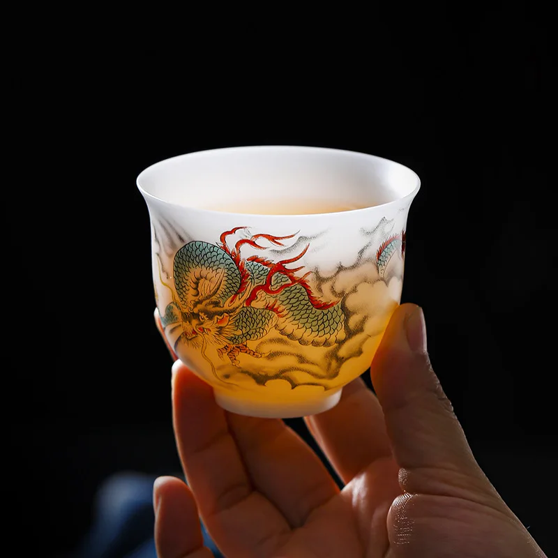 

Фарфоровая чайная посуда из ледяного нефрита, чайная чашка с двенадцатью зодиака, 130 мл, китайская чаша для чая кунг-фу, креативная чашка для кофе с животным узором, эспрессо