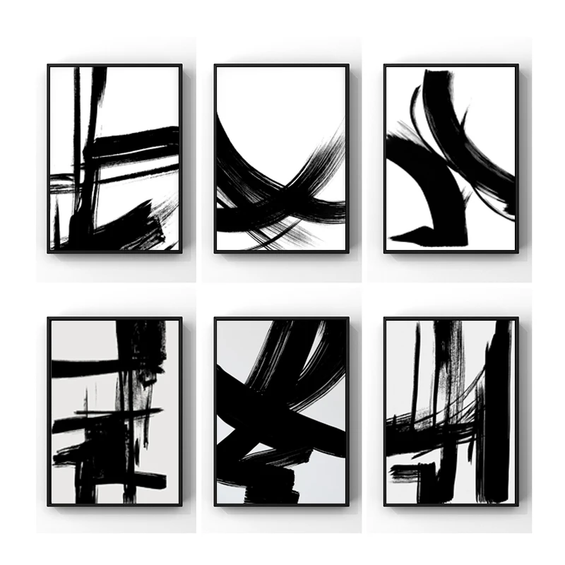 1pc frameless Canvas Painting Black and White Abstract Pattern Posters and Prints Modern Line Art Canvas Painting Wall Art Pi