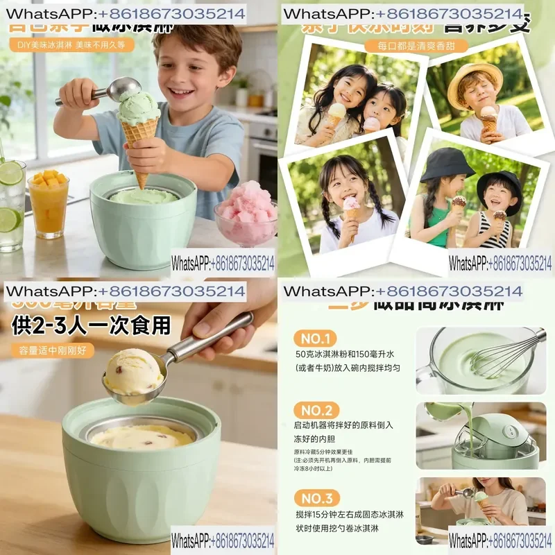 Mini Automatic Ice Cream Maker Machine for Kids - DIY Desktop Homemade Ice Cream Cone Maker Household Small Appliance