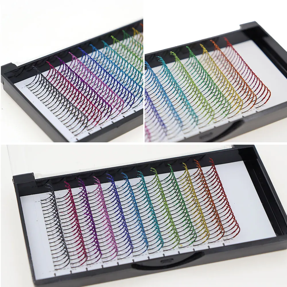 Regenbogenfarbene, glänzende Pailletten-Wimpern, gemischte Farben, künstliche Wimpern für Party, Weihnachten, Halloween, Datum, glitzernde Wimpern – Detail 4