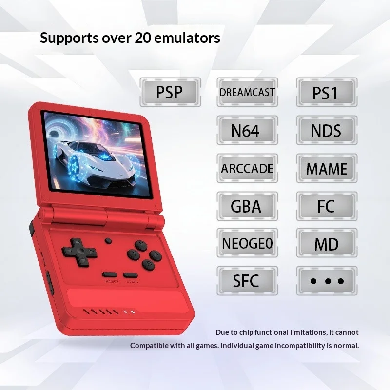 Powkiddy V90s Open Source Flip Handheld Game Console With 20+ Emulators Psp Ps1 N64 Nds Retro Nostalgic Foldable Arcade Player