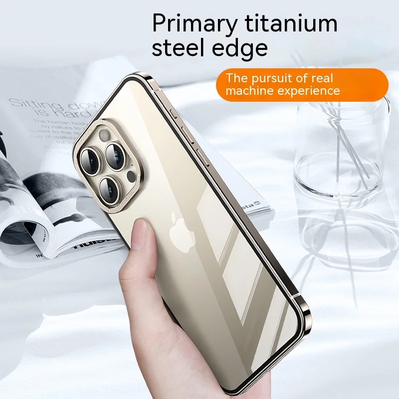 2024 Raw titanium alloy Case For iphone 16 15 Pro Max HD Magnetic magsafe wireless charge macropore lens protective back cover