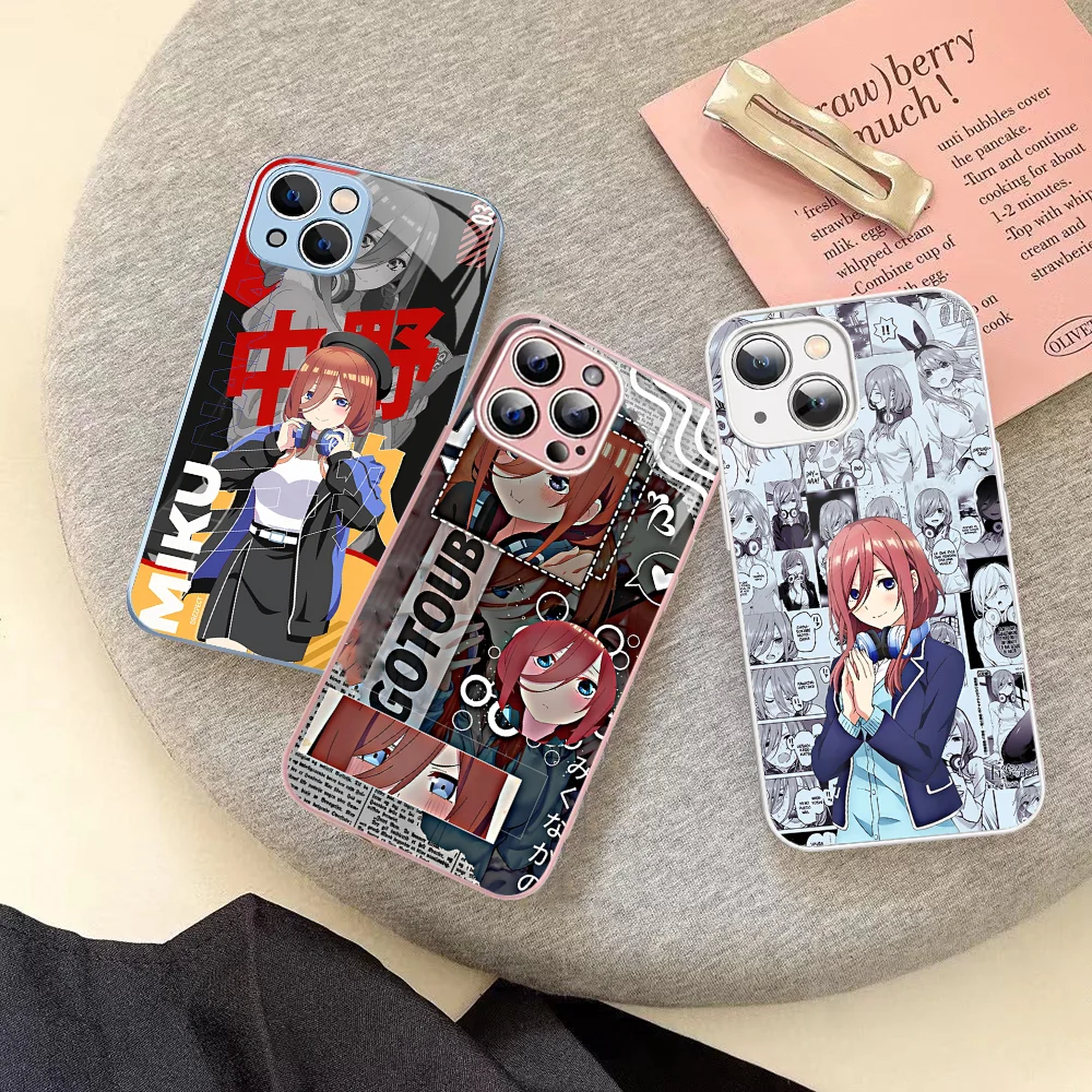 

Nakano Miku Anime Phone Case Tempered Glass For Iphone 14 13 12 11 Pro Mini XS MAX 14Plus X XS XR Cover