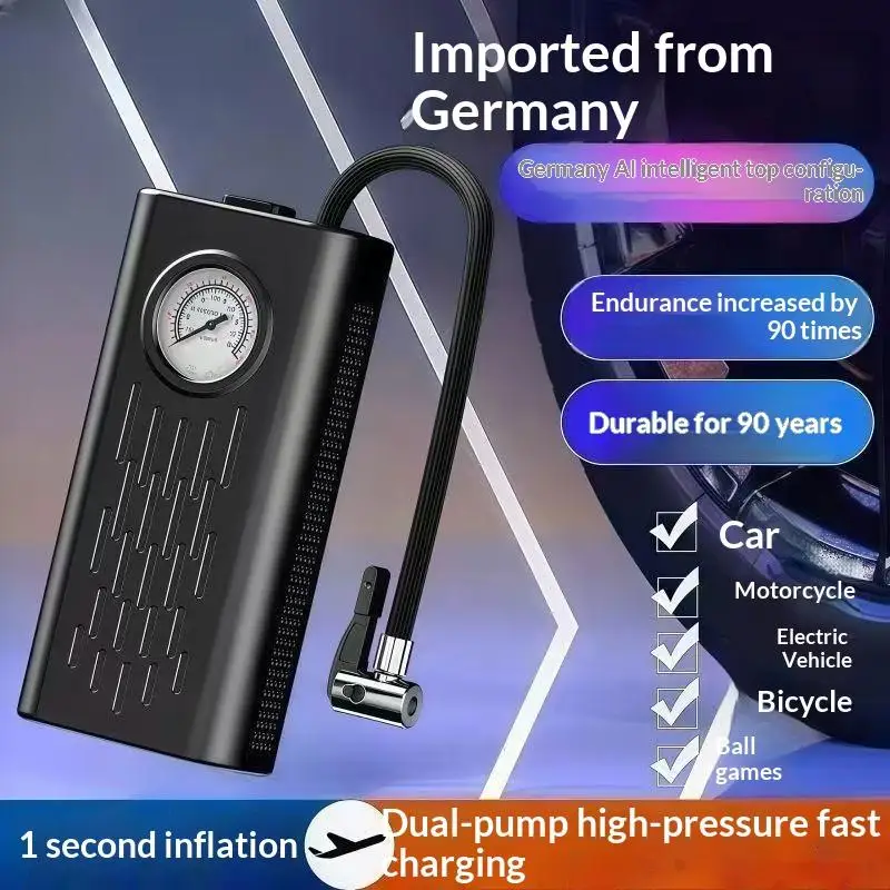 Tire Inflator Portable Air Compressor With Pointer Pressure Gauge Cordless Tire Inflator Air Pump For Car Tires