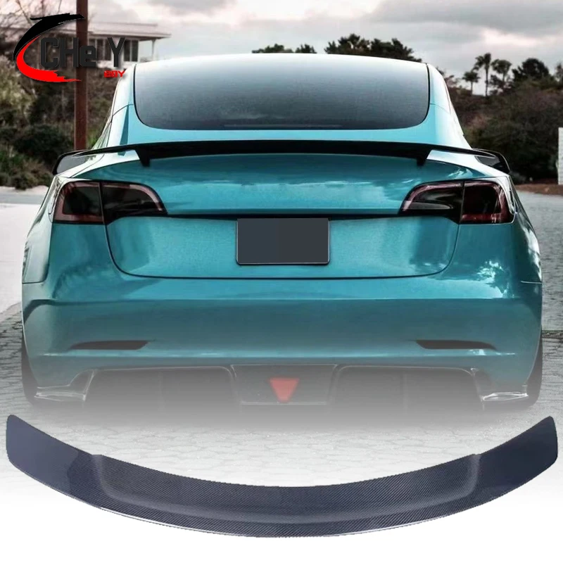 

For 2019 2020 2021 2022 2023 Tesla Model 3 100% Real Carbon Fiber Gloss Black Highquality Rear Spoiler Trunk Lid Cmst Style