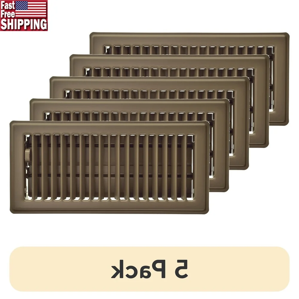 

5 упаковок, 4 дюйма x 10 дюймов, окрашенная шоколадная сталь, напольный аппарат с жалюзи, управление демпфером воздуха, прочные решетки для дома