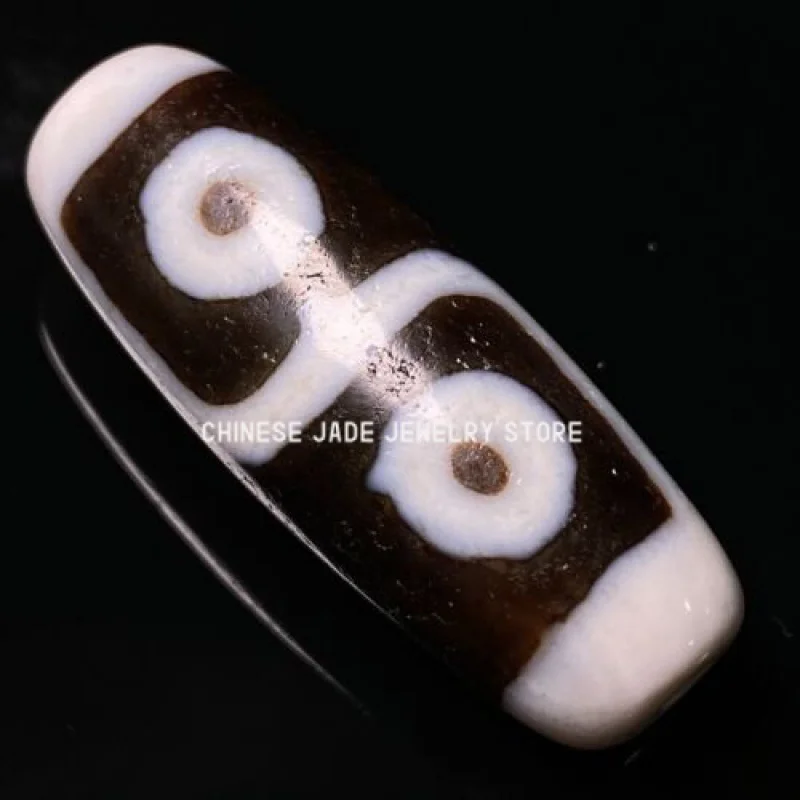 Tibetan Buddhism Tantra Old Agate DZI Beads 4 Eye Totem Amulet Pendant GZI 39mm