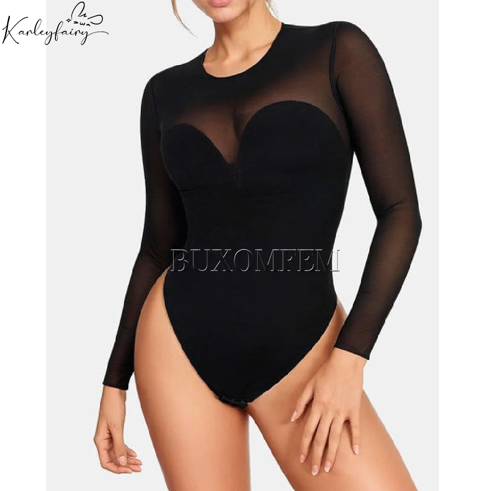 Sexy Mesh Jumpsuit with Detachable Cotton Cup Elastic Stretchy Invisible Bodyshaper Shapewear Women's Stylish Fajas Plus Size