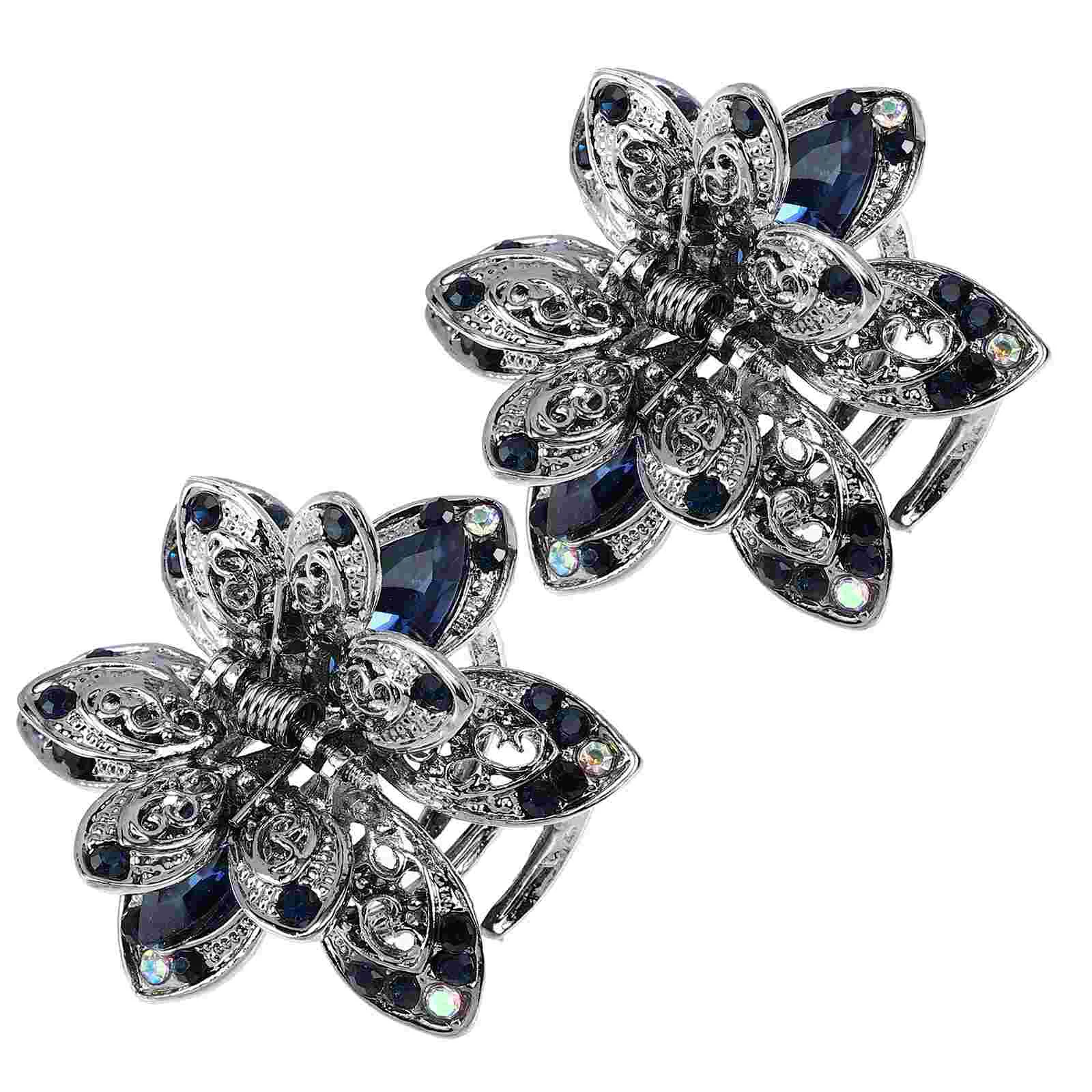 

2 Pcs Hairpin Claw Holders Jaw Clips Accessories Crystal Hollow Claws Girls