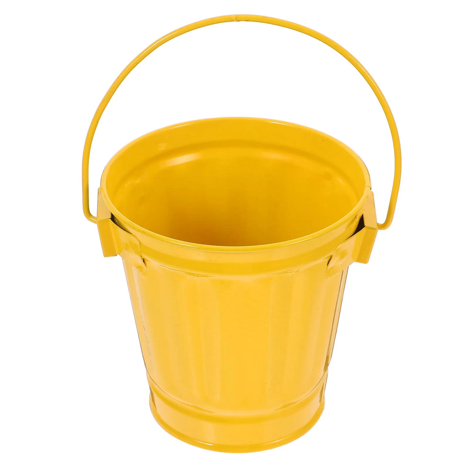 Small Iron Bucket with Handle Mini Desktop Trash Can for Desk Office Home Bedroom Multifunctional Pen Holder Flower Pot Storage