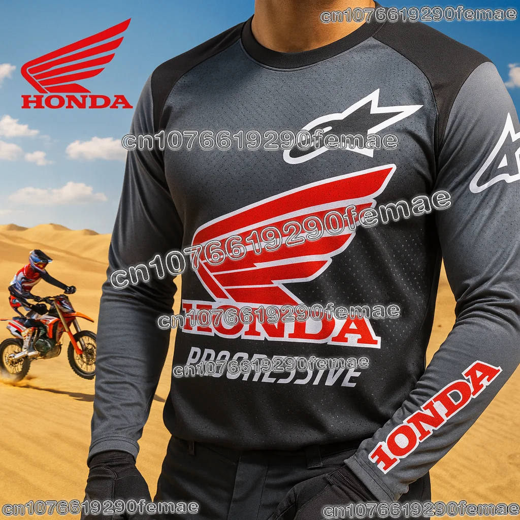 قميص ركوب مريح بأكمام طويلة من Honda للدراجات النارية سريع الجفاف وجيد التهوية لعشاق السباق الجبلي للدراجات الترابية