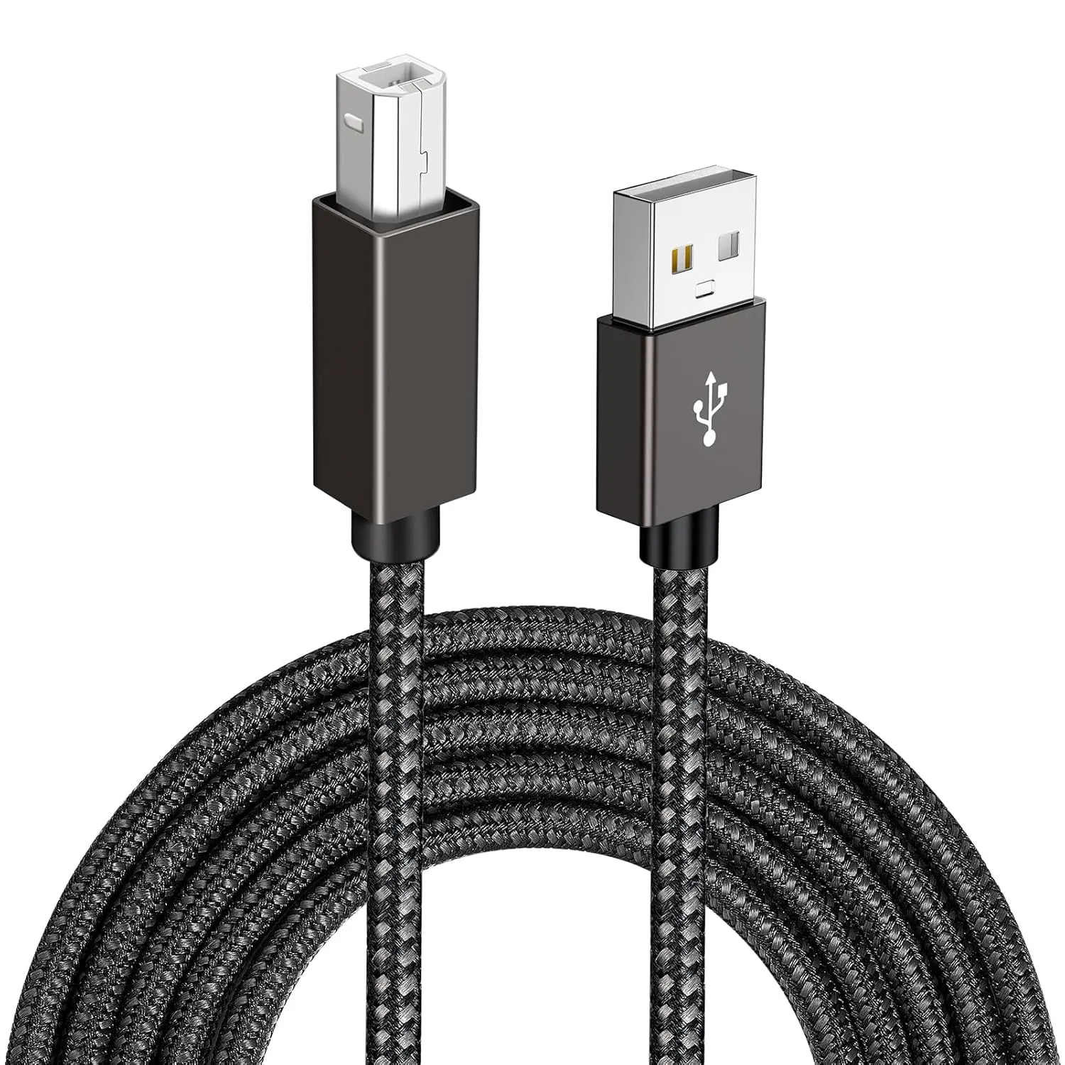 Кабель принтера USB 2.0 длиной 10 футов, шнур USB-A «папа» — «папа» USB-B, кабель принтера сканера с нейлоновой оплеткой, совместимый с HP, Canon, Brother