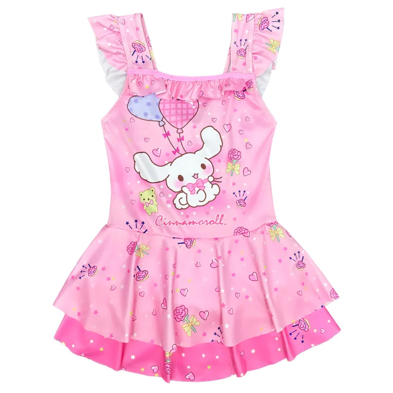 Maillot de bain Anime Kawaii Cinnamoroll pour enfants, jupe de plage, bikini mignon, sous-vêtements pour filles, crème solaire à séchage rapide, été, natation, gril