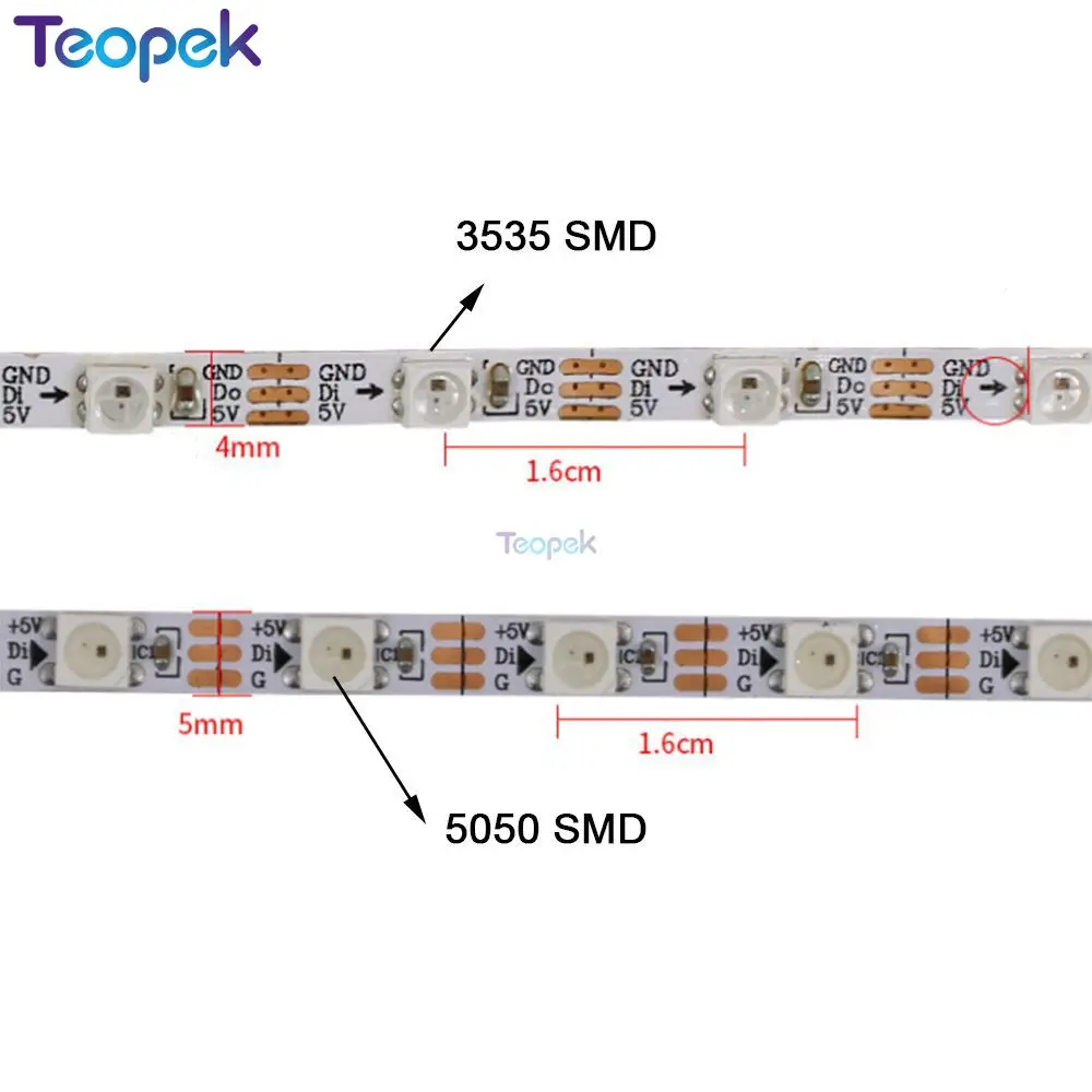 3mm/4mm/5mm Narrow Width PCB WS2812B Pixel LED Strip Individually Addressable RGB Pixel Strip IP20 5V 60leds/m