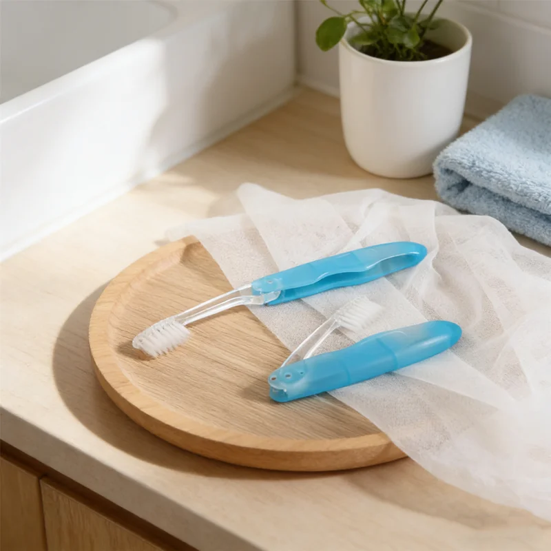 

Компактная складная зубная щетка с полноразмерной головкой и средней жесткостью щетинки, идеально подходит для спортивной сумки, офисного ящика или аптечки.