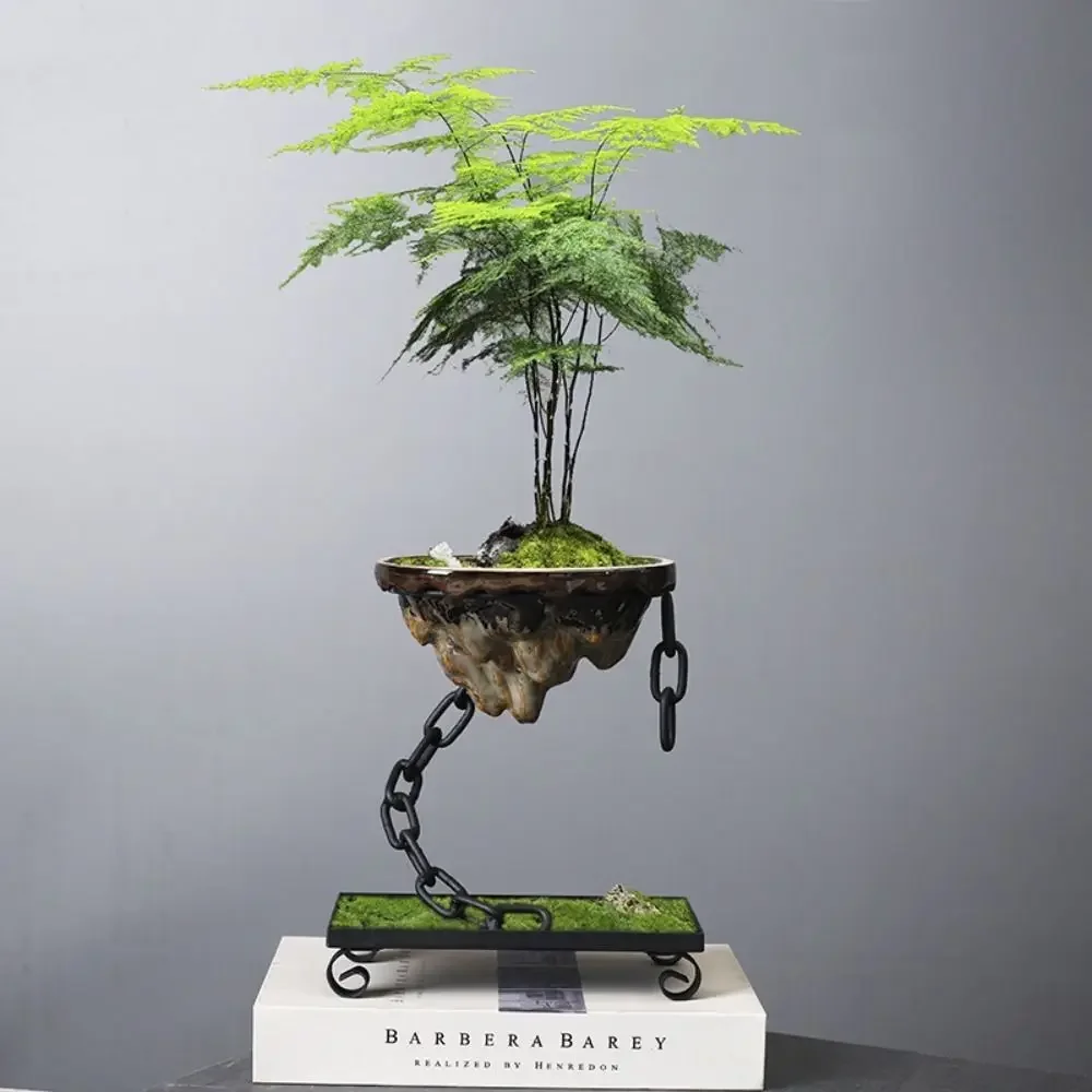 Landscape Modern Bonsai Pot Fashion Hanging Succulent Planter Pot Iron Corrosion Resistance Rockery Ornament Bonsai Planter