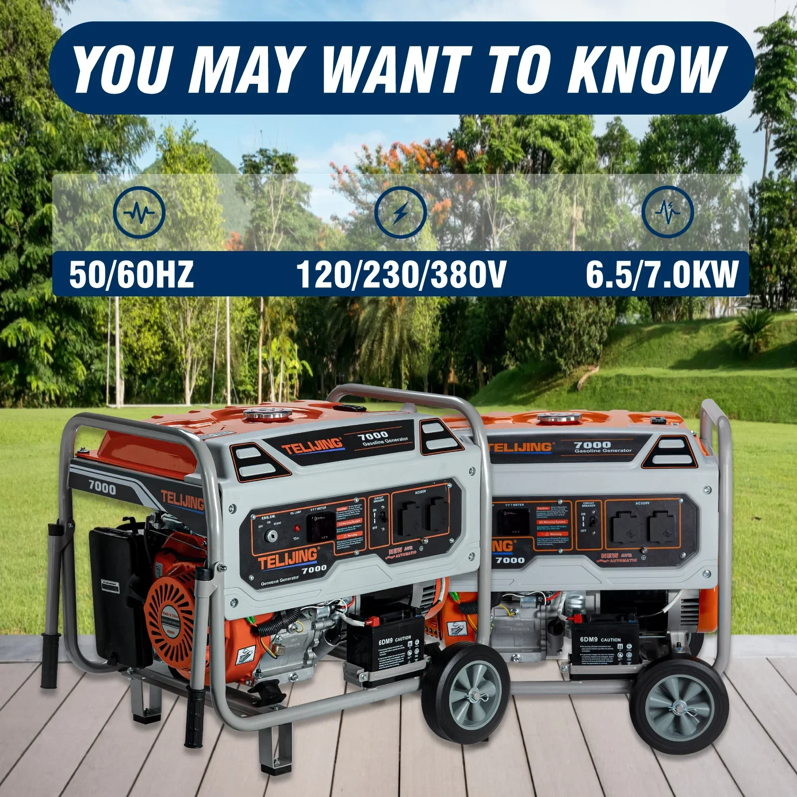 6kw 6.5kw 7kw Single or Three Phase 14HP Gasoline Generator 120v/230v/380v Manul/Electric Starter Silent Petrol Generator