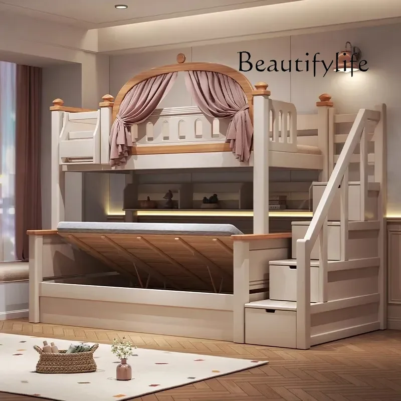 

king size bases frames Double loft bed full size kids bunk bed Climbing stairs Drawer storage queen single bedroom furniture